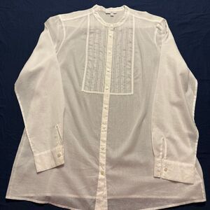 Gap Cotton Voile Pintuck Blouse | White Classic Button Front Shirt | XL
